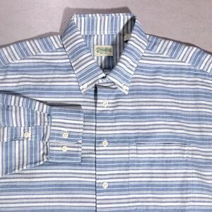 Gitman Bros Blue Striped Lightweight Cotton Button Down Shirt Mens XL Preppy USA